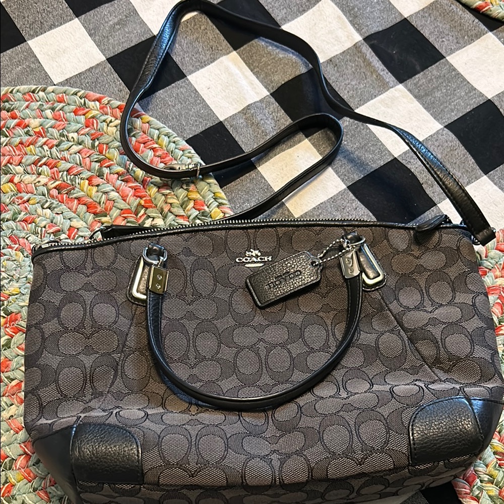 Coach Black and Brown Signature Shoulder Bag